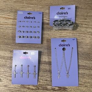 New Claire’s Cross Jewelry, Earring Set and Claw Clip
